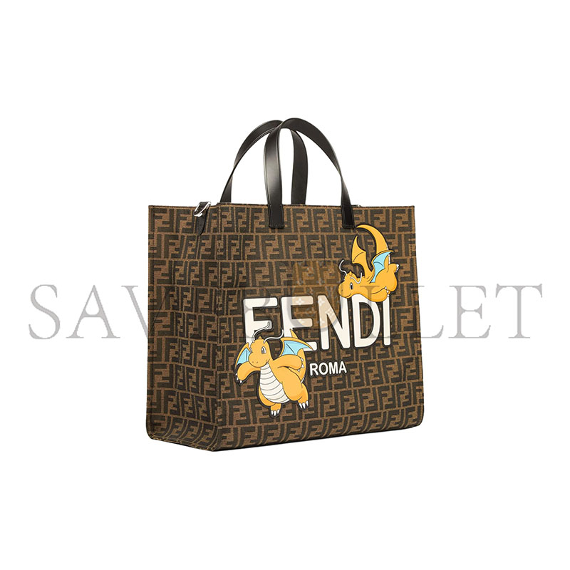 F**di brown ff print canvas bag from the F**di x frgmt x pokÉmon collaboration 8bh357ar1xf1npj (41*35*19cm)